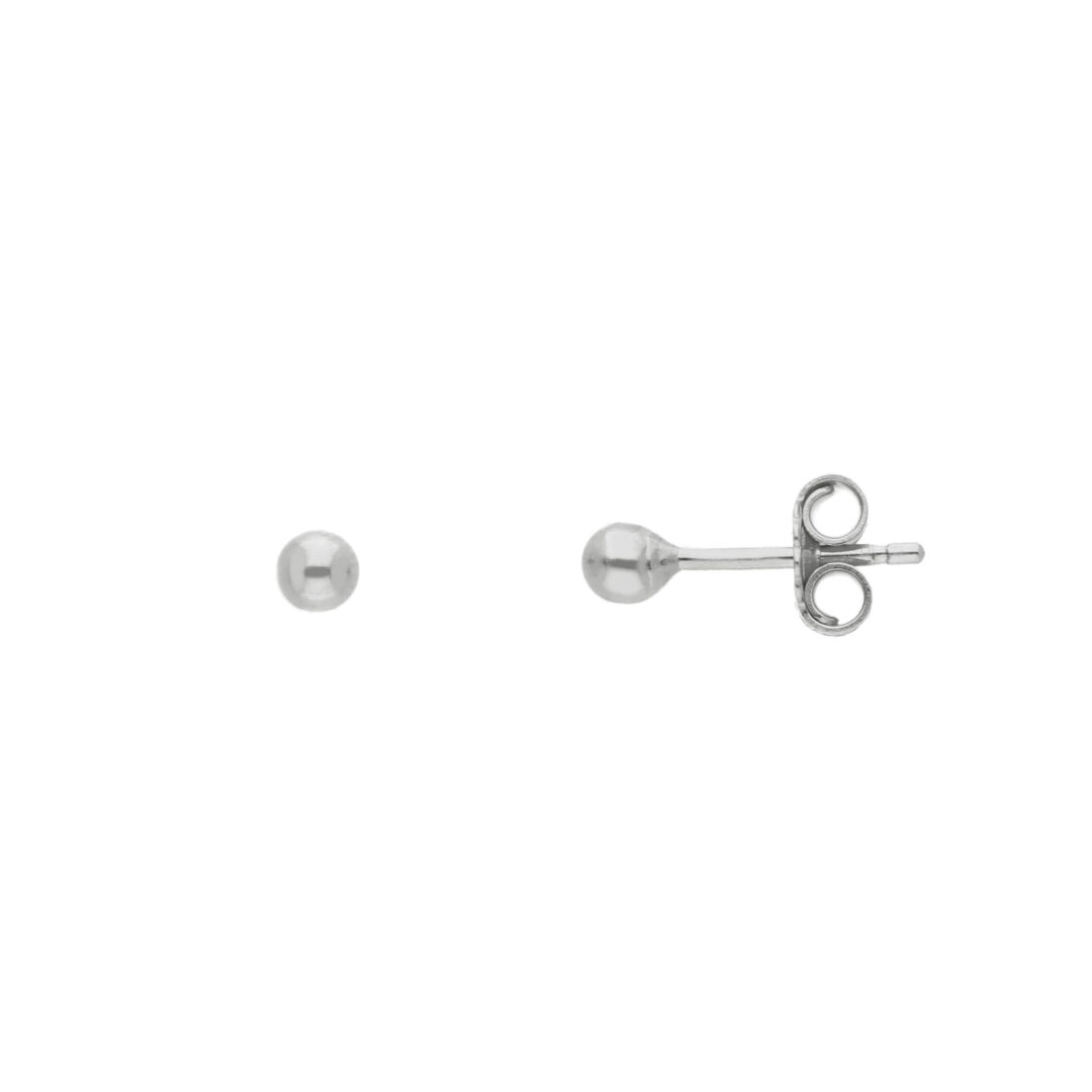 Orecchini a Lobo a Pallina 3 mm In Oro Bianco 750