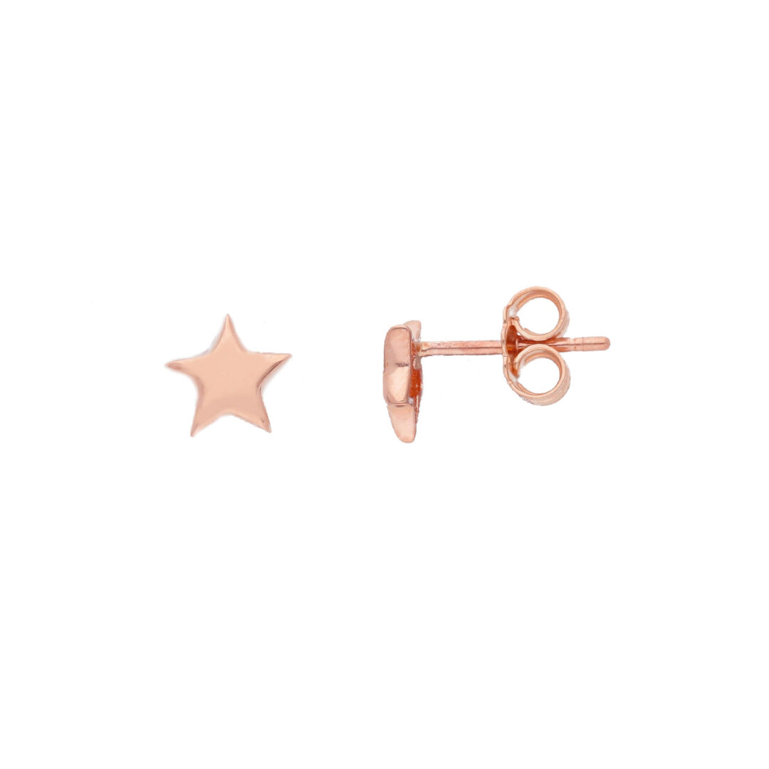 Orecchini Donna Oro con Stelle Bombate in Oro Rosa 750