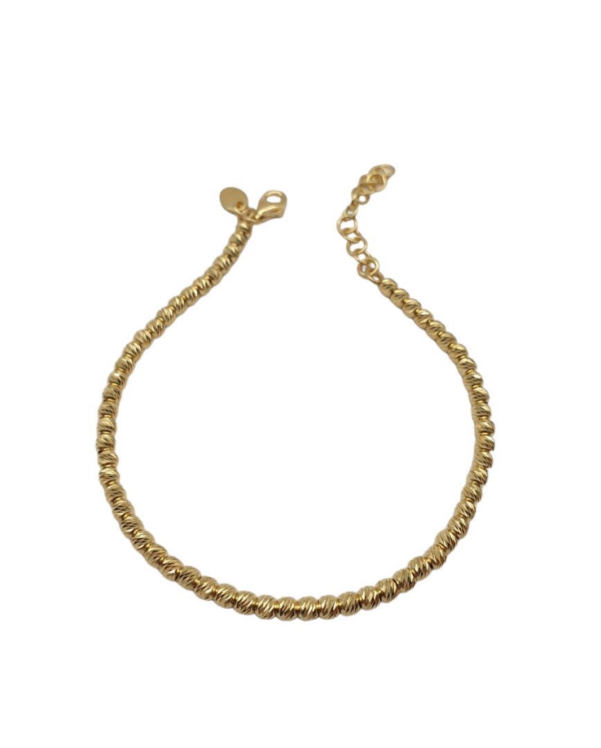Bracciale Donna in Argento Dorato 925 con Palline Diamantate 3 mm