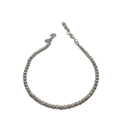 Bracciale Donna in Argento Rodiato 925 con Palline Diamantate 3 mm
