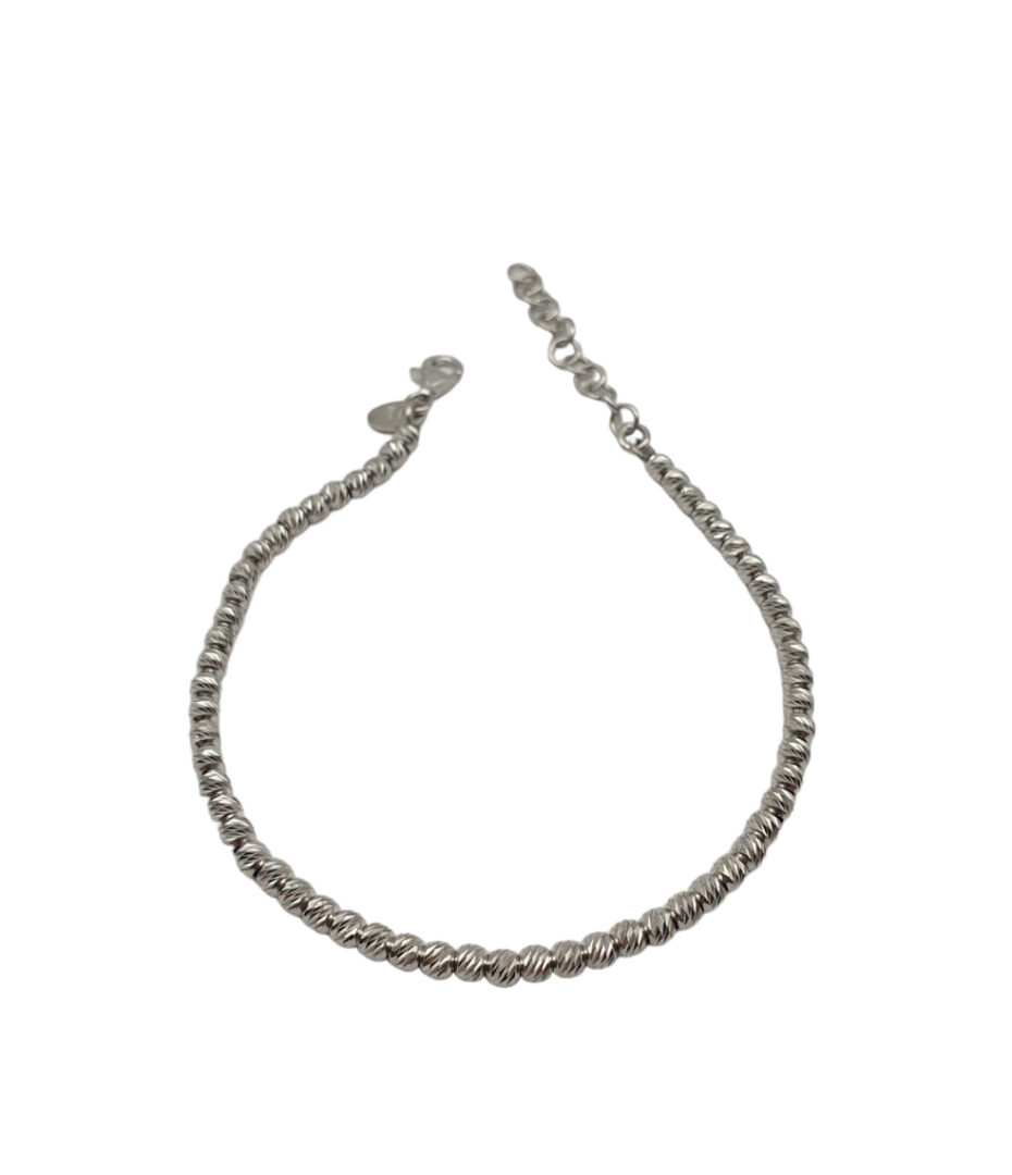 Bracciale Donna in Argento Rodiato 925 con Palline Diamantate 3 mm