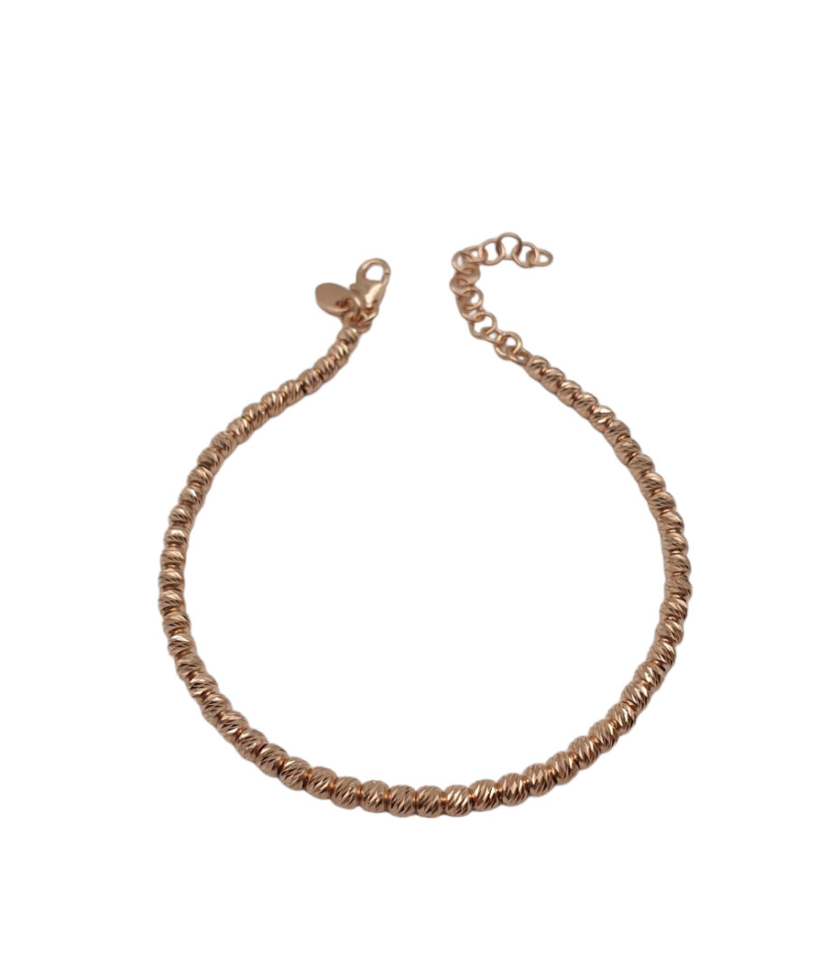 Bracciale Donna in Argento Rosato con Palline Diamantate 3 mm