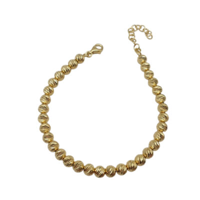 Bracciale Donna in Argento Dorato 925 con Palline Diamantate 5 mm