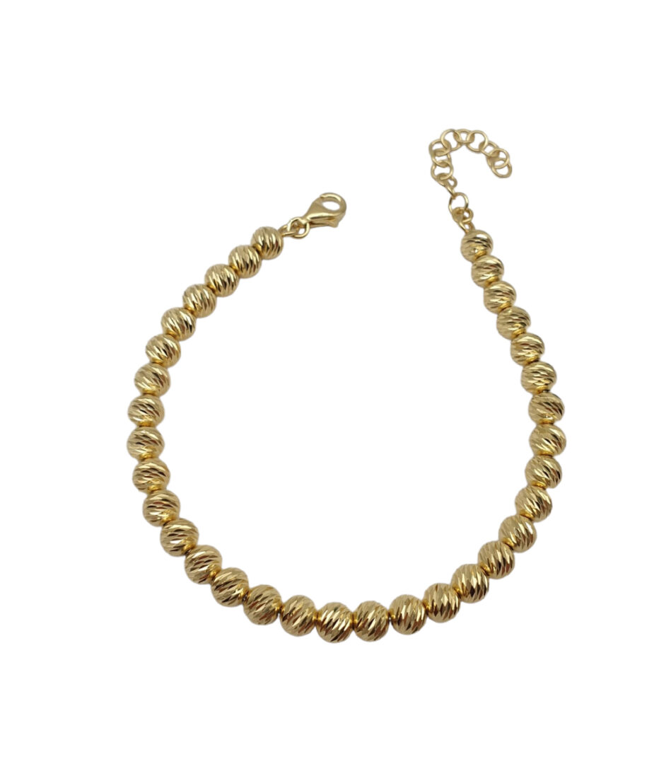 Bracciale Donna in Argento Dorato 925 con Palline Diamantate 5 mm