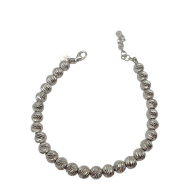 Bracciale Donna in Argento Rodiato 925 con Palline Diamantate 6mm