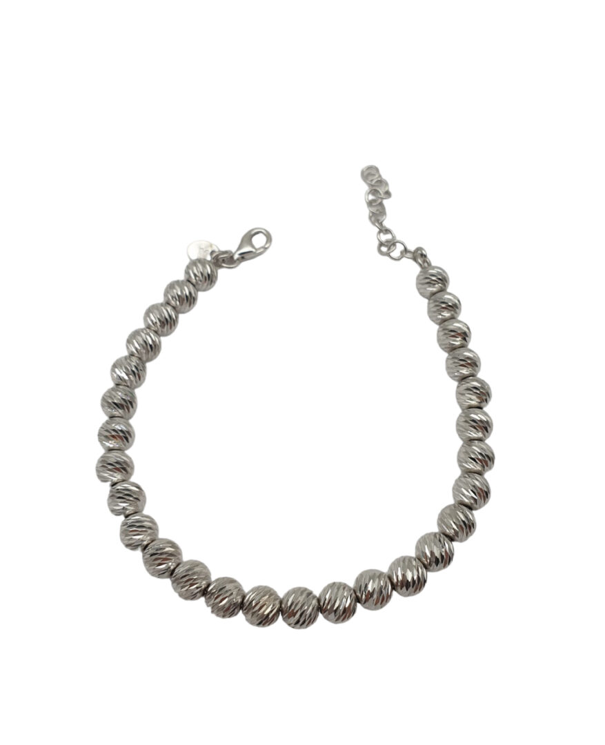 Bracciale Donna in Argento Rodiato 925 con Palline Diamantate 6mm