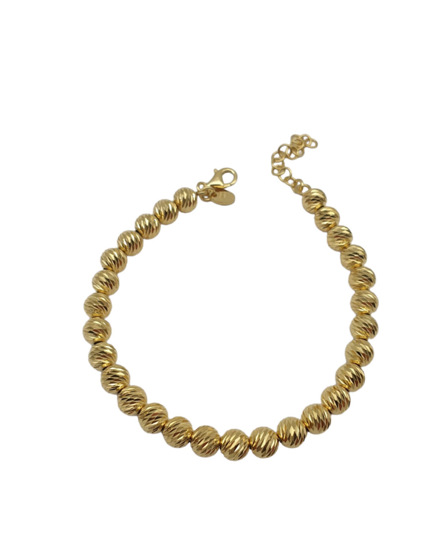 Bracciale Donna in Argento Dorato 925 con Palline Diamantate 6mm
