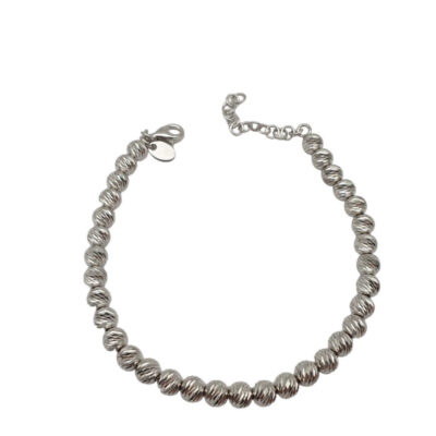 Bracciale Donna in Argento Rodiato 925 con Palline Diamantate 5 mm