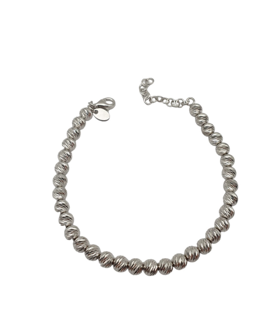 Bracciale Donna in Argento Rodiato 925 con Palline Diamantate 5 mm
