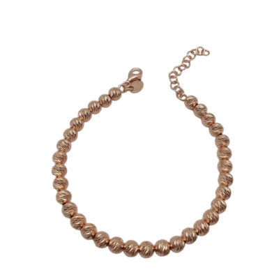 Bracciale Donna in Argento Rosa 925 con Palline Diamantate 5 mm