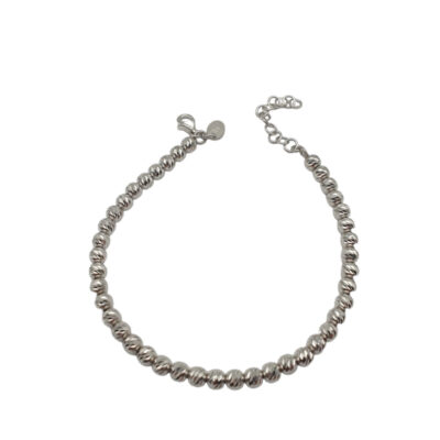Bracciale Donna in Argento Rodiato 925 con Palline Diamantate 4 mm