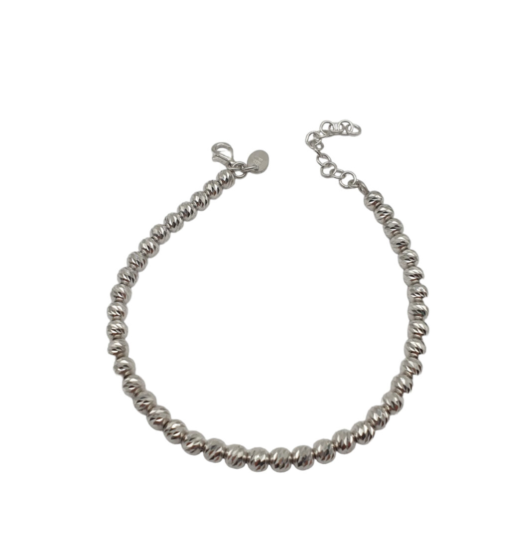 Bracciale Donna in Argento Rodiato 925 con Palline Diamantate 4 mm