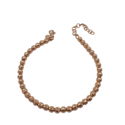 Bracciale Donna in Argento Rosa con Palline Diamantate 4 mm