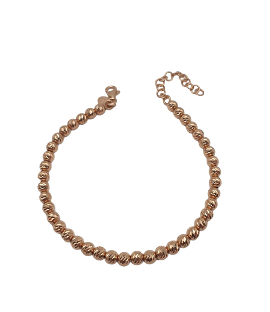 Bracciale Donna in Argento Rosa con Palline Diamantate 4 mm