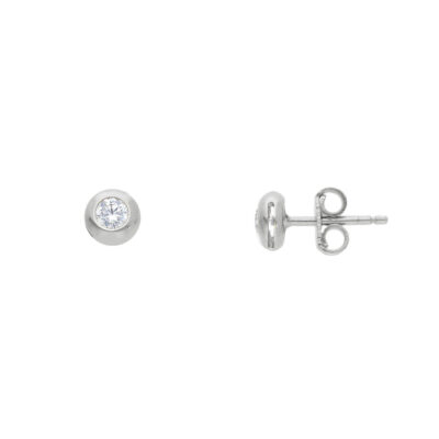 Orecchini Donna Oro Bianco 750 Punto Luce Tondo 5,7 mm