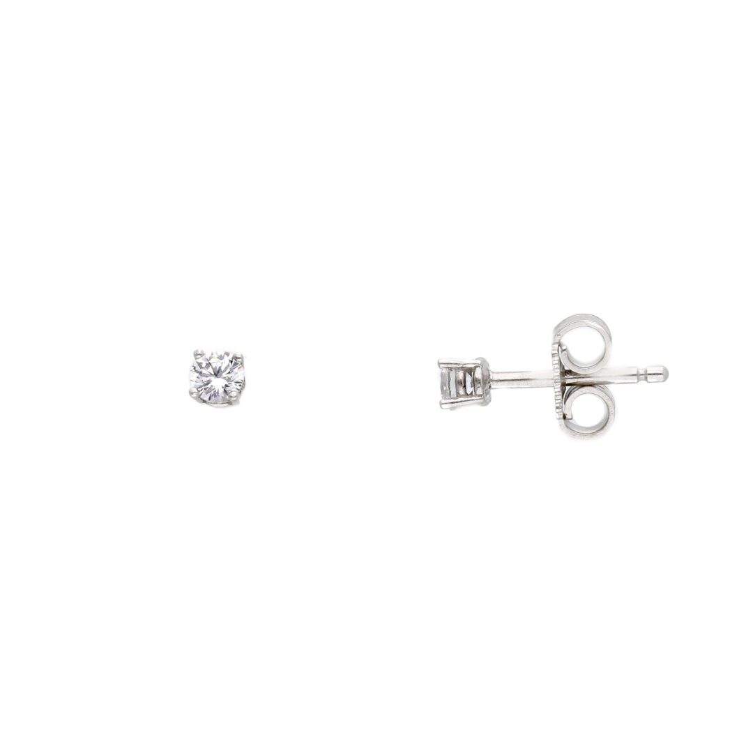 Orecchini Donna Oro Bianco 750 Punto Luce 3mm 4 Punte