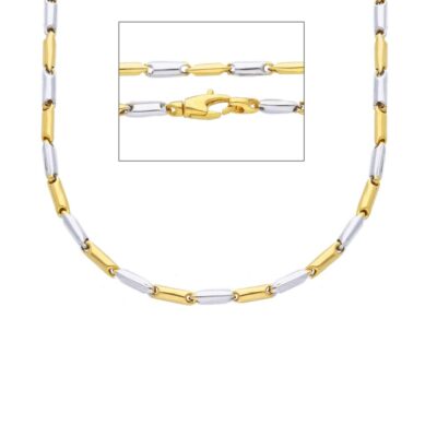 Catena Oro Giallo e Bianco 750 Maglia Tonda a Segmenti