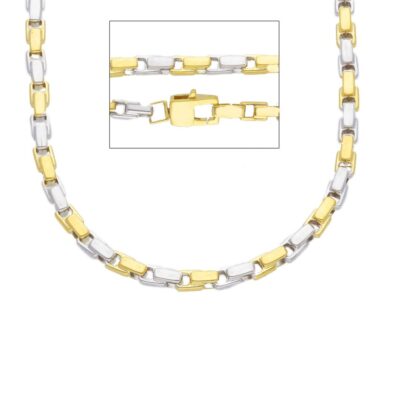 Catena Oro Giallo e Bianco 750 Maglia Piatta Alternata Bicolore