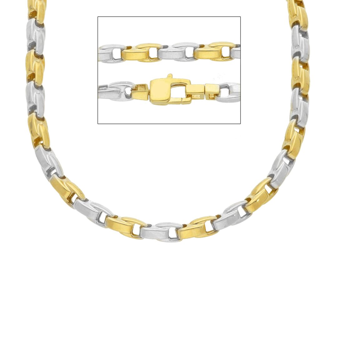 Catena Oro Giallo e Bianco 750 Maglia Tonda Alternata