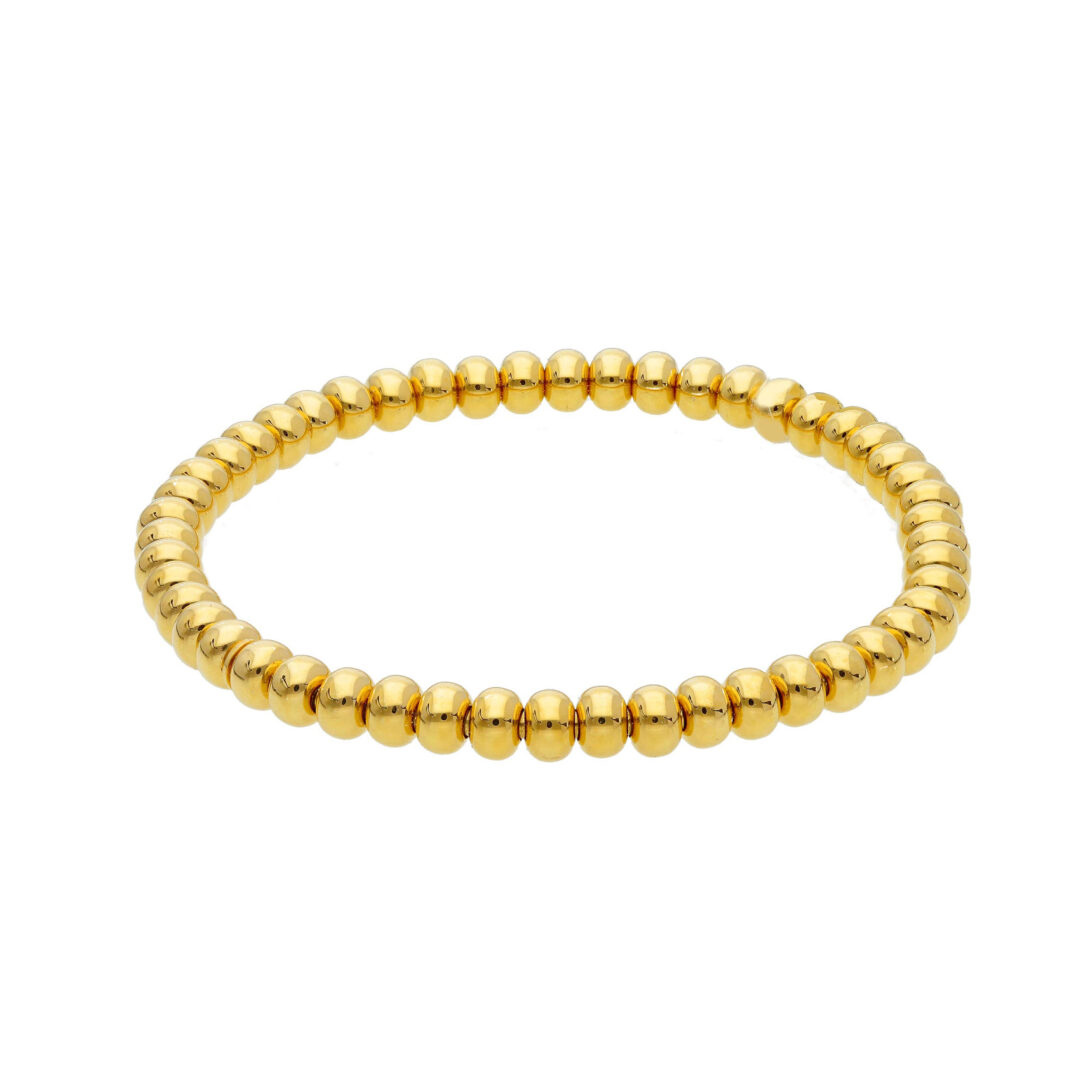Bracciale Donna In Oro Giallo 750 Elastico/Flex a Palline Schiacciate 5mm