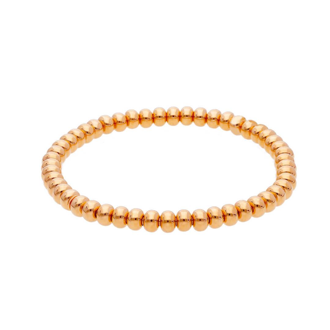 Bracciale Donna In Oro Rosa 750 Elastico/Flex a Palline Schiacciate 5 mm