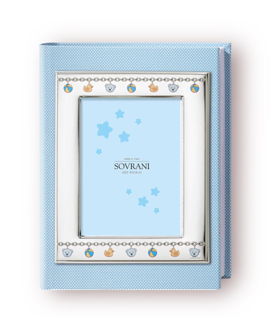 Album Portafoto Argento Baby Catenella con Papera e Orsetto Azzurro