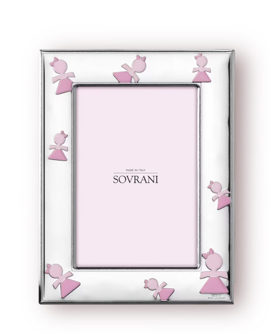 Cornice Argento Baby con Bambine Rosa