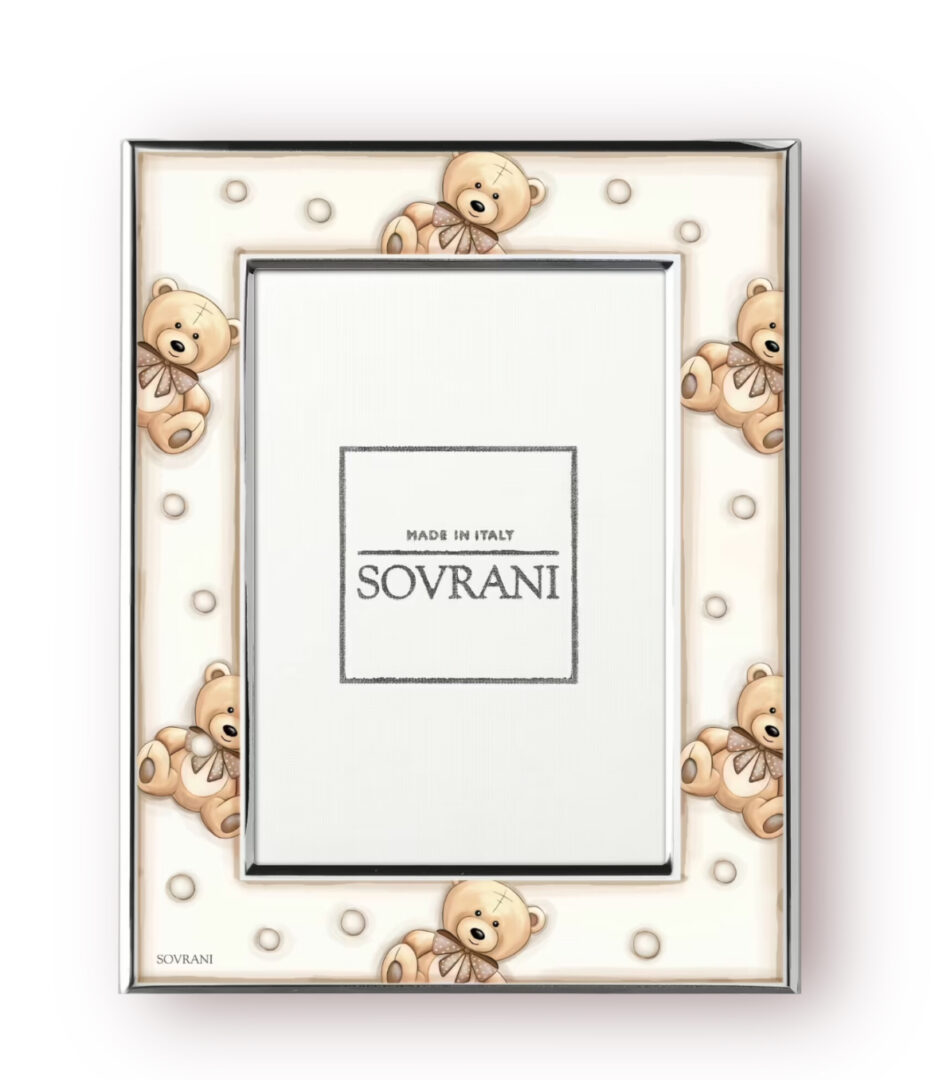 Cornice in Argento Baby con Orsetti Beige