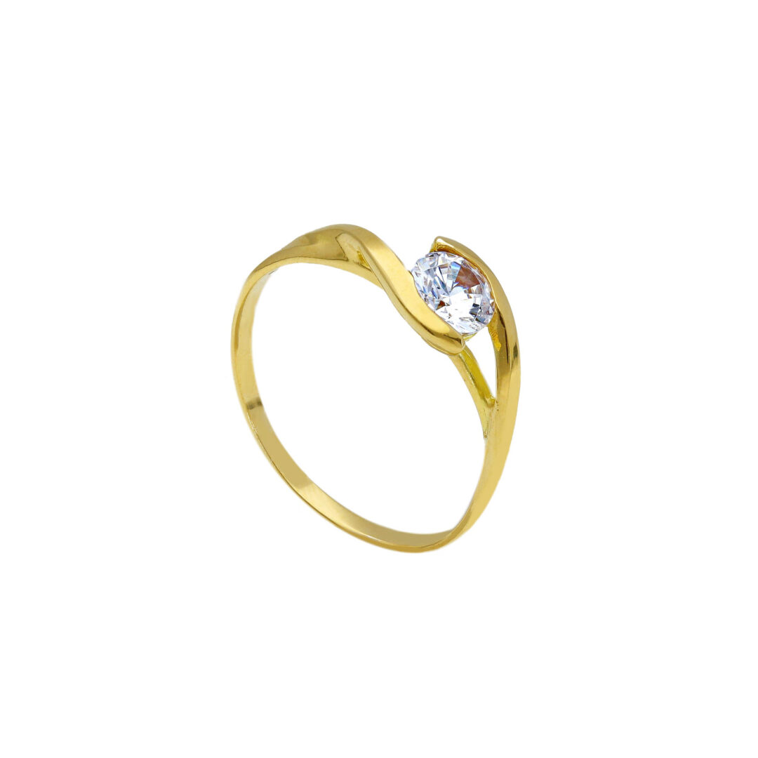 Anello Donna Solitario Contrarie’ In Oro Giallo 750 con Zircone