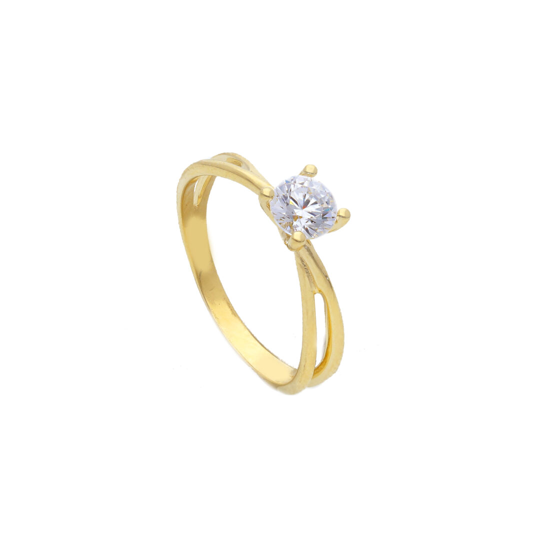 Anello Donna Solitario In Oro Giallo 750 con Zircone