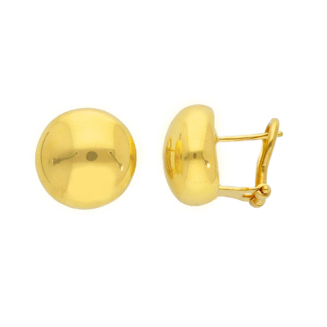 Orecchini a Lobo Bombati Tondi In Oro Giallo 750 con Clips