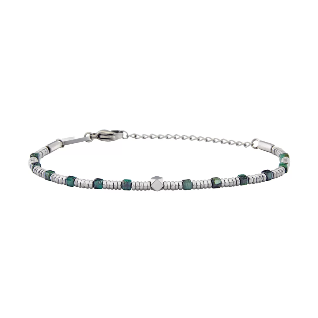 Bracciale Uomo in Acciaio e Radice di Smeraldo Breil Priam TJ3647