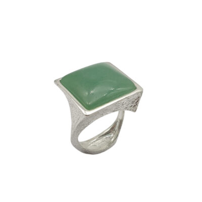 Anello PetraIn Argento Naturale con Agata Verde Quadrata MPAT1377
