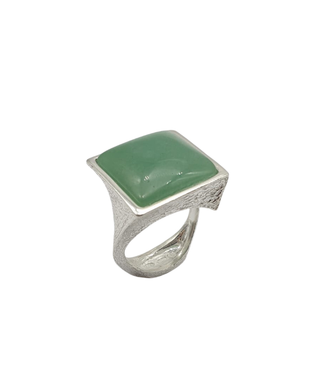 Anello PetraIn Argento Naturale con Agata Verde Quadrata MPAT1377