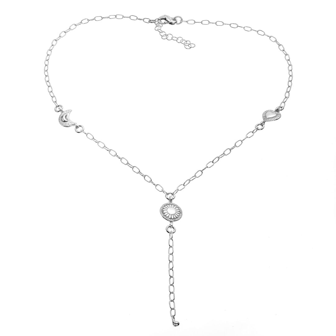 Girocollo Rosalie In Argento Naturale Athena con Sole, Luna e Cuore CN6388