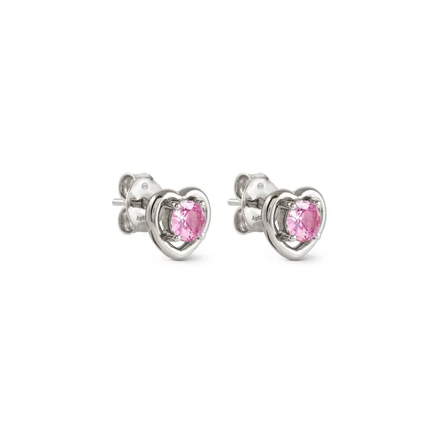 Orecchini a Cuore Nomination Cosmiclove in Argento 925 e Zircone Rosa 241711/002