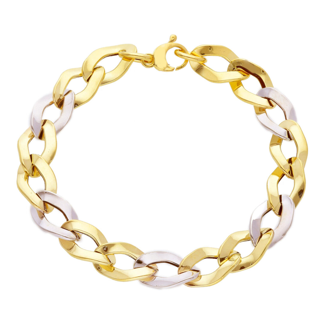 Bracciale Donna In Oro Giallo e Bianco 750 con Maglia Piatta