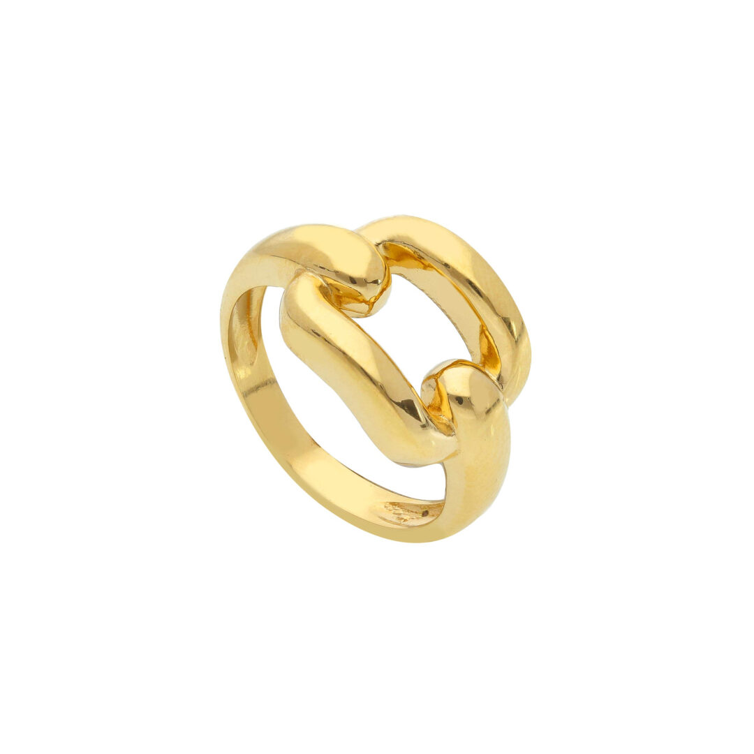 Anello Donna In Oro Giallo e 750 con Motivo Quadrato