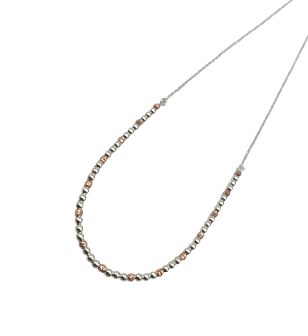 Girocollo Donna In Argento Bicolore 925 con Palline - immagine 2