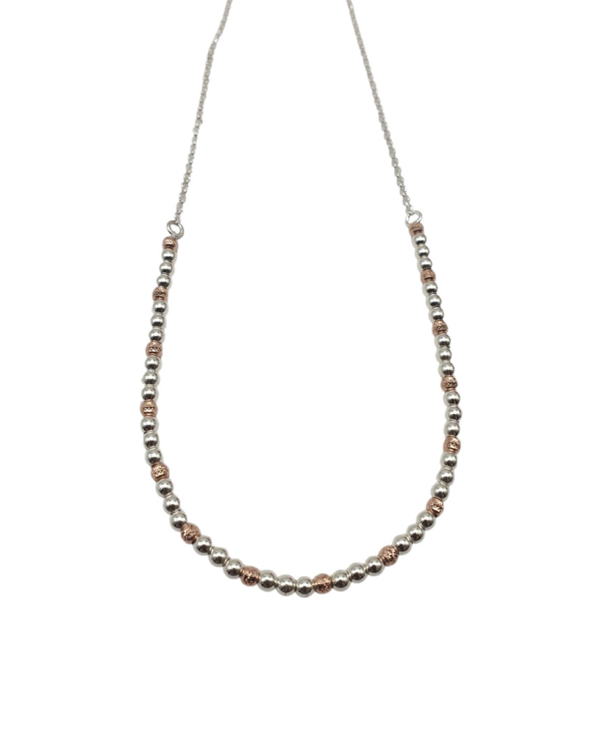 Girocollo Donna In Argento Bicolore 925 con Palline