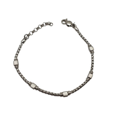 Bracciale Uomo Argento Maglia Tonda Con Inserti Satinati