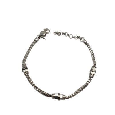 Bracciale Uomo Argento Maglia Quadrata Con Inserti Lucidi e Satinati