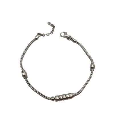 Bracciale Uomo Argento Maglia Quadrata Con Motivo Centrale e Inserti