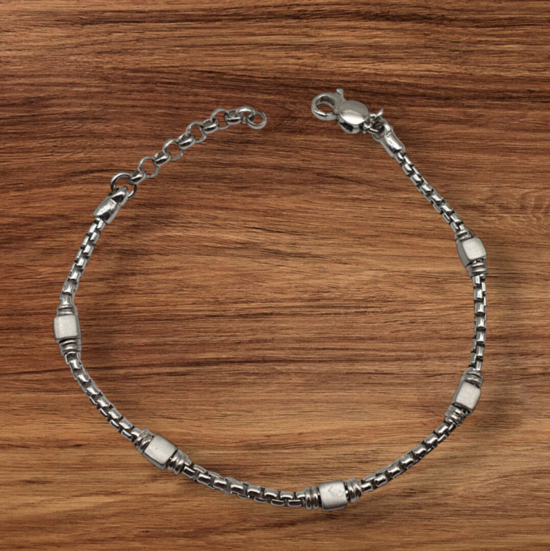 Bracciale Uomo Argento Maglia Tonda Con Inserti Satinati - immagine 2