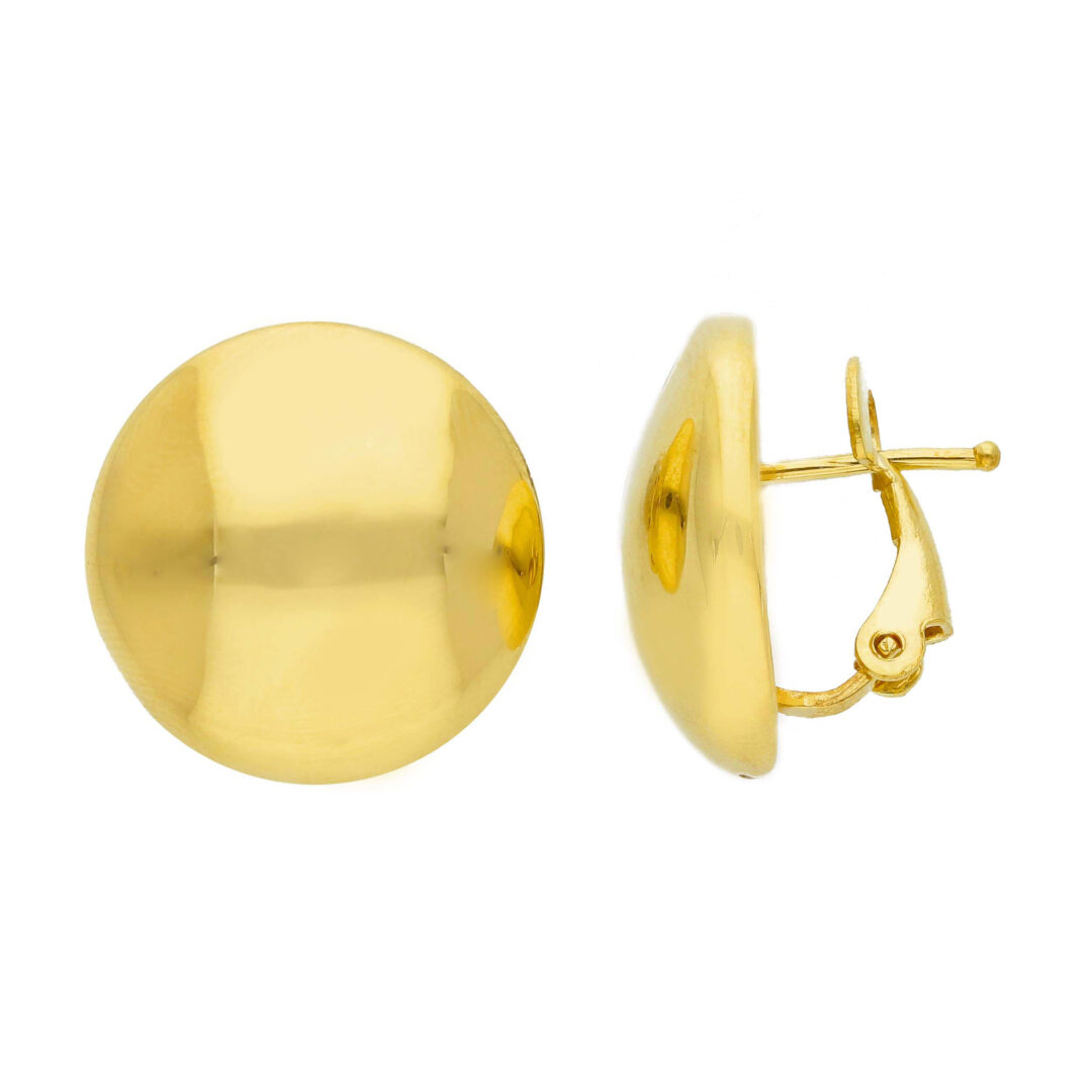 Orecchini a Lobo Bombati Tondi In Oro Giallo 750 con Clips