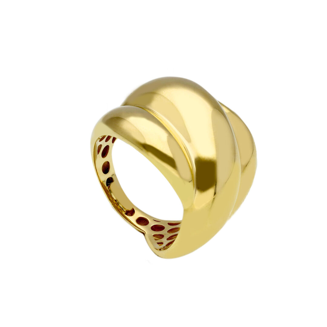 Anello Donna In Oro Giallo e 750 a Fascia Lucida Fesonata