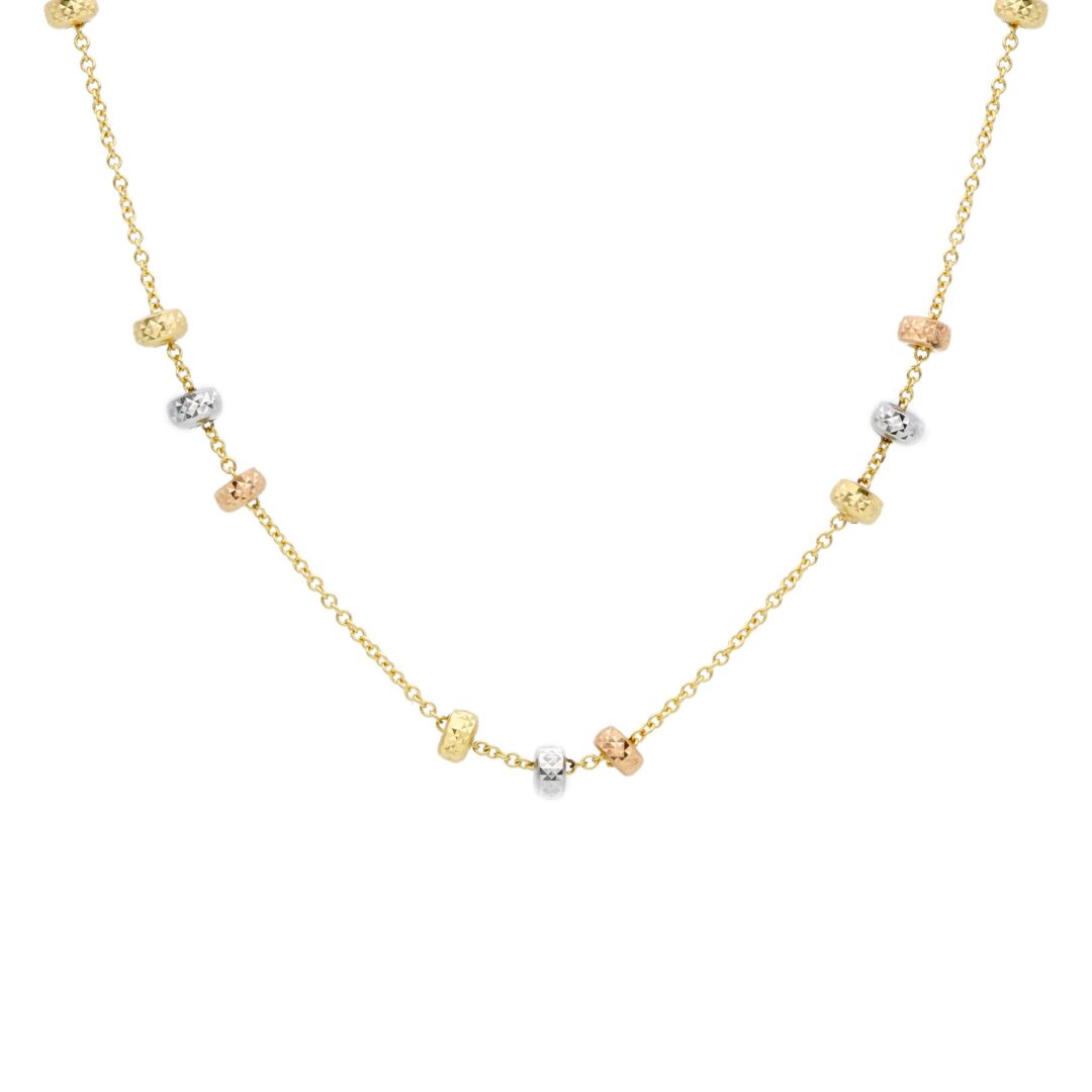 Girocollo Donna Oro Giallo 750 con Dischetti in oro Rosa e Bianco 750