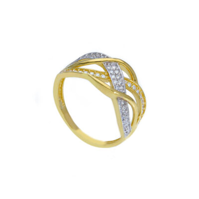 Anello Donna In Oro Giallo 750 con Intreccio di Zirconi