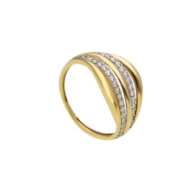 Anello Donna In Oro Giallo 750 con Doppia Fila di Zirconi