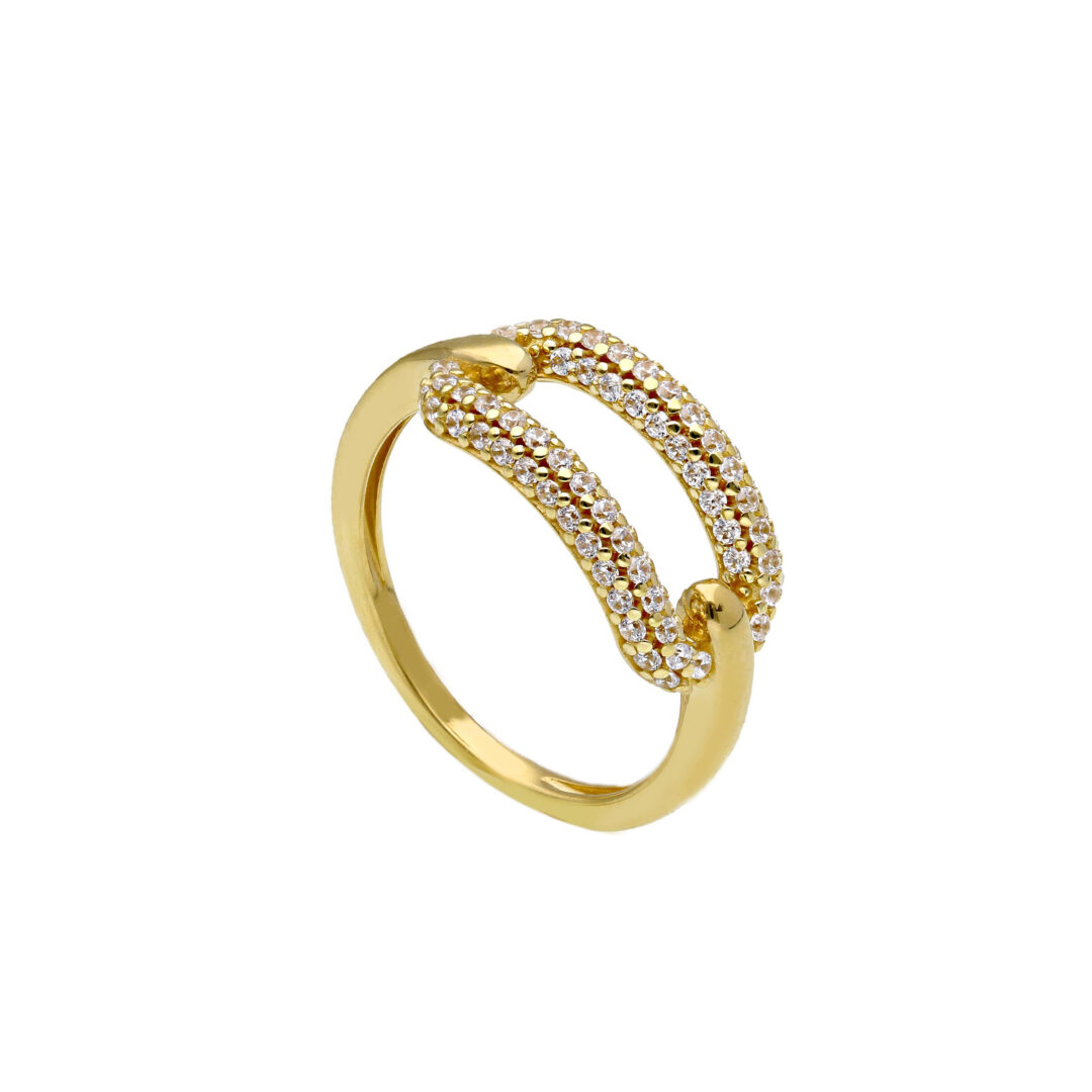 Anello Donna In Oro Giallo 750 con Maglia in Zirconi